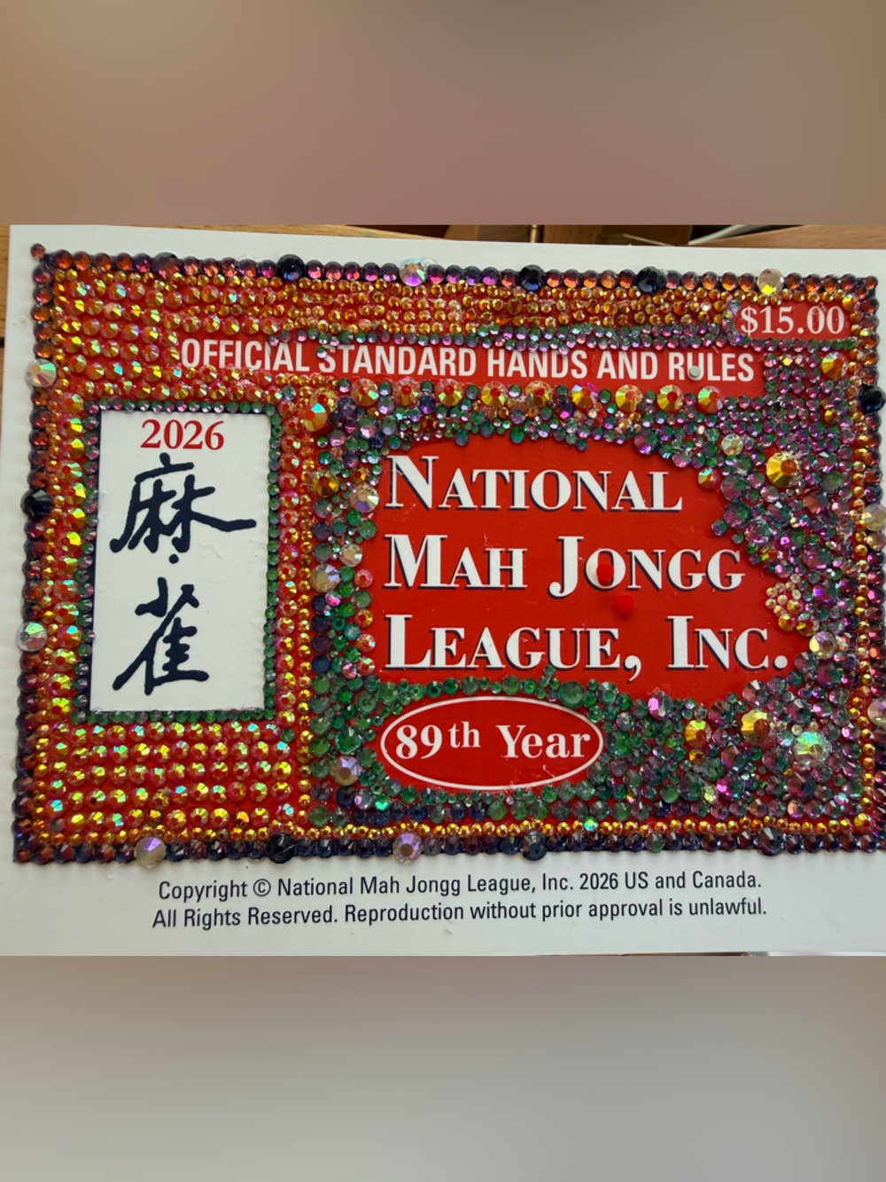National Mah Jongg League Official 2026 Rule Card - Red